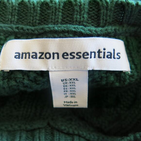 Amazon Essentials *NWT* Cable Knit Sweater Size XXL Crewneck Green Warm Classic - Picture 7 of 9